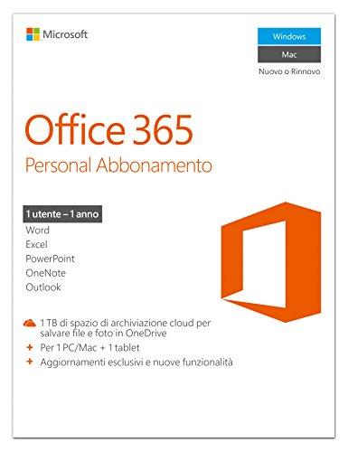 Microsoft Office 365 Personal, 1Y, IT - Software de gestión de servicios (1Y, IT, 1 año(s), 1024 MB, 1 GHz, Mac - 4GB RAM, 6GB PC - 1024 x 768, Mac - 1280 x 800 DirectX 10, 1 GHz +, 2048 MB)