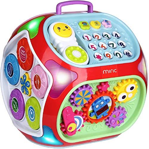 Miric - 7 en 1 Música Cubo de Actividades Juguetes Bebes 1 Año con Sonido, Dados de Aprendizaje de Rompecabezas, Juguetes Educativos de Aprendizaje Electrónico Regalo para Bebés Niños