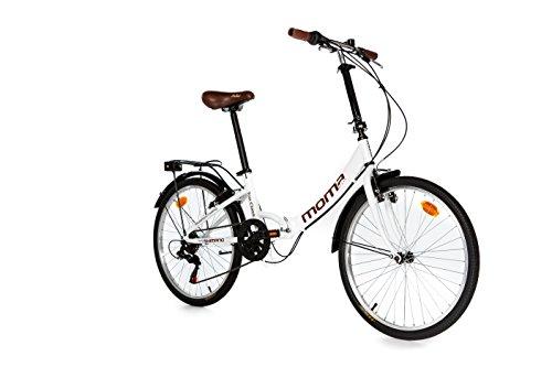 Moma Bikes Bicicleta Plegable Urbana  TOP CLASS 24" Alu, SHIMANO 6V. Sillin Confort, Color Blanco