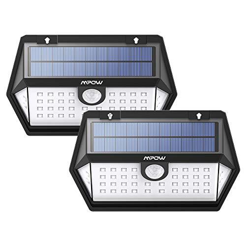 Mpow 40LED Lámpara Solar Exterior, 3 Modos, Memoriar el Modo, Iluminación de 270° con Sensor de Movimiento, Foco Solar IP65 para Jardin, Panel Solar Mejorado para Camino y Garaje(2 Piezas)