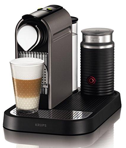 Nespresso Krups Citiz Milk XN 730BPR4-Cafetera de cápsulas, 19 bares, apagado automático, intuitiva, elegante diseño, color Titan