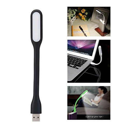 nicebuty Mini USB LED luz, portátil Lectura Trabajo Cama Flexible Ajuste ángulo lámpara luz para Laptop PC Notebook Escritorio Poder Banco (Negro)
