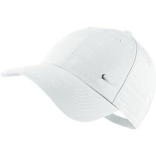 Nike Metal Swoosh Cap - Gorra para hombre, talla única, color blanco / plateado