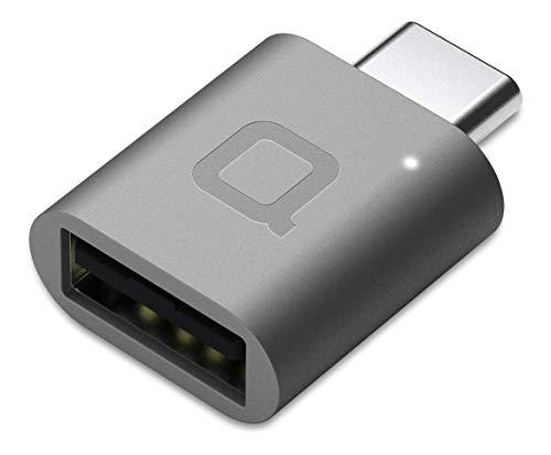 Nonda MI22GRN - Mini adaptador USB-C a USB 3.0 Carga y transfiere. Alta calidad, aleación aluminio. Compatible con el Macbook - Color gris