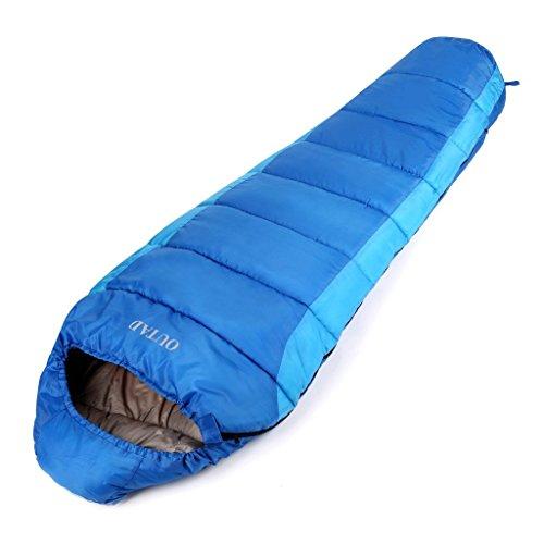 OUTAD Saco De Dormir Momia Impermeable hasta -5 ° 210T Nylon 4 Estaciones Color Azul