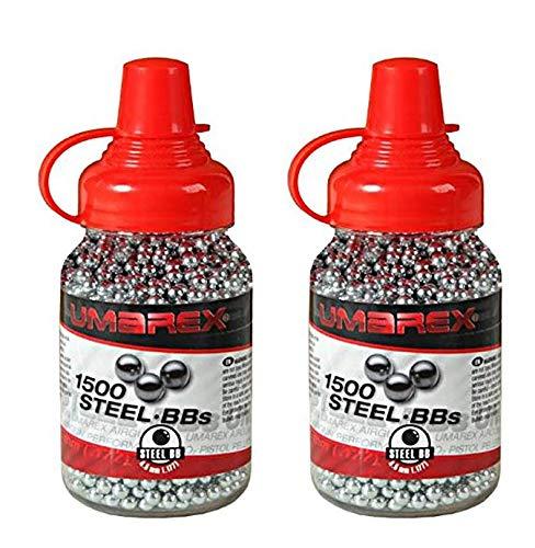 Outletdelocio. Pack 2 biberones bolas acero Umarex Steel BBs (4,5mm) 1500 piezas cada unidad. 2-52121