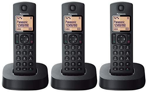 Panasonic KX-TGC313 - Teléfono Fijo Inalámbrico Trio (LCD, Identificador de Llamadas, 16 H Uso Continuo, Localizador, Agenda de 50 números, Bloqueo Llamada, Modo ECO, Reducción Ruido) Negro