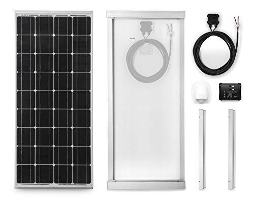 Panel Solar 100 W monocristallino para Camper. Kit completo de accesorios para el montaje y de regulador 10 A
