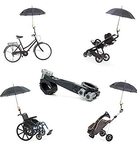 Porta Paraguas Universal y desmontable de Jicaclick | Sujeta paraguas universal para carro de bebé, silla de ruedas, carrito de golf, bicicleta, carros de la compra, tripode fotografo o silla de playa. (Estándar)
