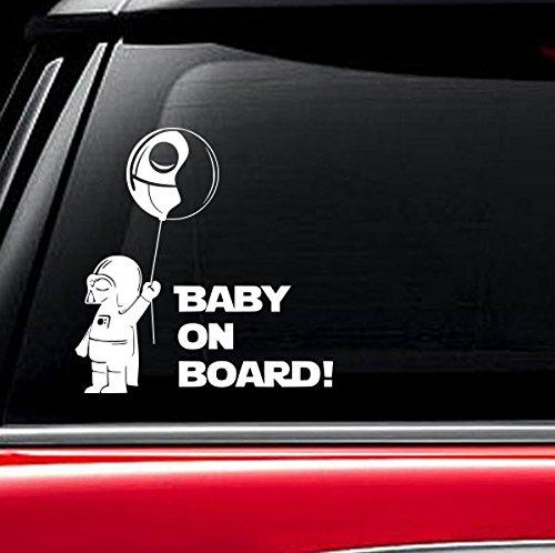 Pegatinas de vinilo para luna trasera de coche, dise?o de Star Wars, con texto ?Baby on Board? (2 unidades)