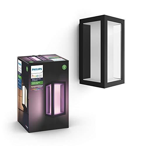 Philips Hue Impress Aplique exterior negro LED inteligente, luz blanca y de colores, compatible con Amazon Alexa, Apple HomeKit y Google Assistant