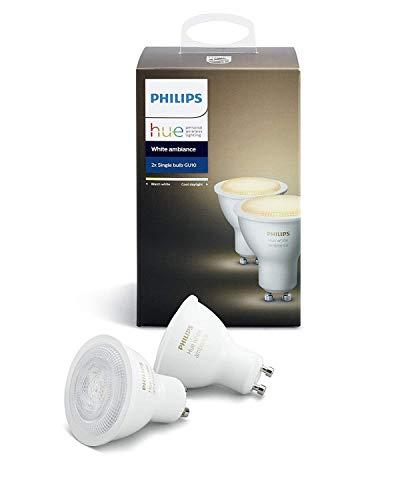 Philips Hue White Ambiance Bombillas LED, GU10, 5.5W, Luz blanca cálida a fría, 2 bombillas