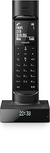 Philips M7701B/23 - Teléfono inalámbrico (Pantalla 1, 8", retroiluminación blanca, Manos libres, despertador y hora, diseño lujoso), negro