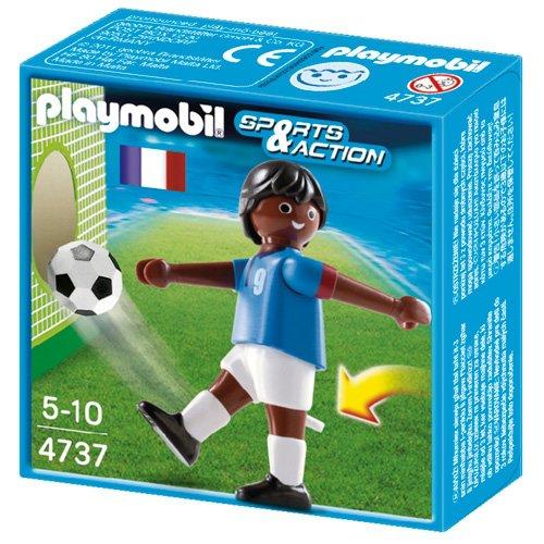 Playmobil Fútbol - Fútbol: Jugador Francia II, Juguete Educativo, Negro, Azul, Marrón, Color Blanco, 3,8 x 10,4 x 10,2 cm, (4737)