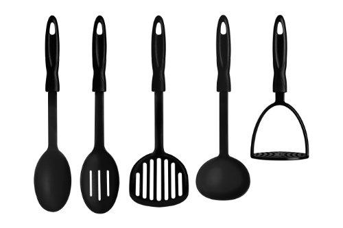 Premier Housewares - Juego de Utensilios de Cocina (5 Piezas), Color Negro