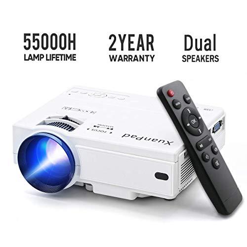 XuanPad Mini Proyector Multimedia Vídeo Proyector LCD, 55000 Horas Proyector de Cine en casa con Sistema de Cine en casa