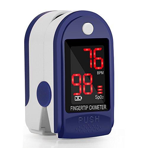 Pulsómetro Digital Oxímetro de Pulso Pulsioxímetro de Dedo con Pantalla LED, Monitor de Frecuencia Cardíaca y Medidor de Oxígeno en Sangre SpO2 para Hogar y Profesional, Adultos y Niños, Uso Deportivo