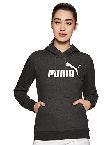 PUMA ESS Logo FL Sudadera, Mujer, Gris (Dark Gray Heather), XL