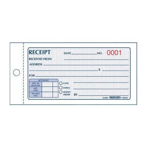 Rediform Money Receipt Book, Carbonless, 2.75 x 5.625 Inches, 50 Duplicate (8L820) by Rediform