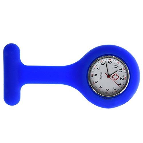 Reloj de bolsillo - SODIAL(R) Reloj de bolsillo tunica de goma de silicona broche de enfermeras Azul