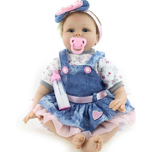 22 " Renacido Muñecas Bebe Vinilo de Silicona Suave Real Life Reborn Baby Doll Muñecas Recién Nacidas Dolls (F)