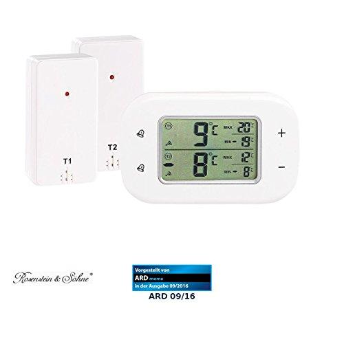 Rosenstein & Söhne - Termómetro frigorífico: Termómetro de Nevera y & Congelador digital, 2 sensores de alarma, color blanco (Combi)