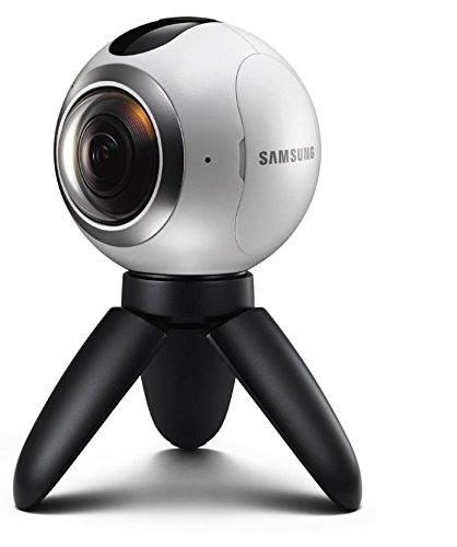 SAMSUNG Gear 360 - Cámara 360 Grados (Sensor Dual CMOS 15 MP, Objetivo Ojo de pez Dual f2.0), Color Blanco y Negro [Versión importada: Podría presentar Problemas de compatibilidad]