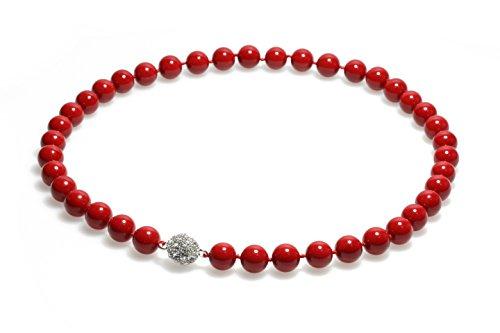 Schmuckwilly collar de concha de perla - rojo mujeres collar de conchas reales con cierre magnético mk0005z