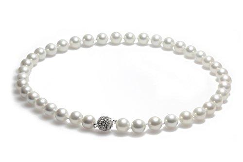 Schmuckwilly collar de concha de perla - blancohocher Glanz mujeres collar de conchas reales con cierre magnético mk0018z