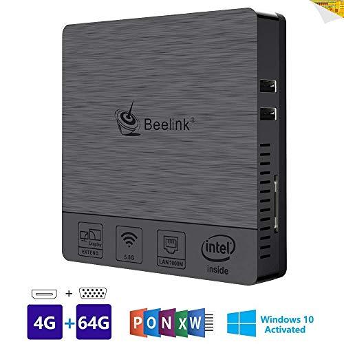 Beelink BT3 Pro II Mini PC Ordenador de sobremesa Soporte Windows 10 Home Sistema, 4GB RAM, 64GB eMMC ROM, Intel Atom x5-Z8350 Procesador, Dual-Band WiFi, Gigabit Ethernet, Salida HDMI/USB/SD/VGA