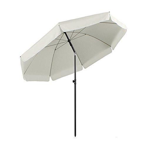Sekey® sombrilla Parasol para terraza jardín Playa Piscina Patio diámetro 240 cm Protector Solar UV25+ Crema