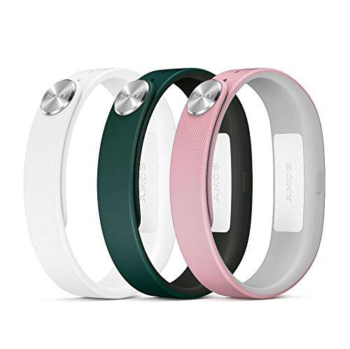 Sony Fashion - Pack de tres correas pequeñas para SmartBand, verde oscuro, rosa claro y blanco