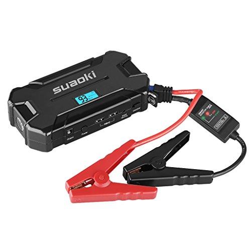 SUAOKI D21 - Jump Starter Arrancador de 15000mAh, 500A Arranque de batería para Coche (Dual USB 2.1A bateria portátil para Smartphones, Tablets, LED SOS) Negro
