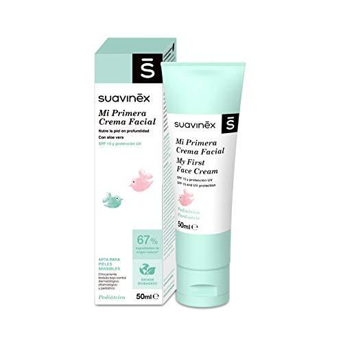 Suavinex - Crema facial para bebés. con SPF 15 y Protección Uv. Nutre en Profundidad. 67% Ingredientes de Origen Natural, 50ml