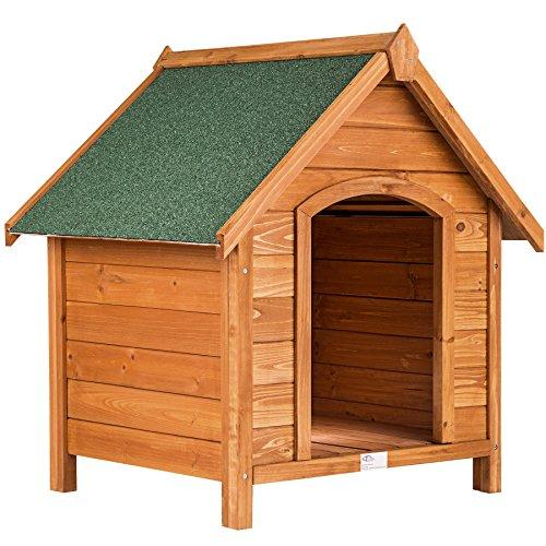 TecTake Caseta de madera maciza para perro tejado verde 72x65x83cm
