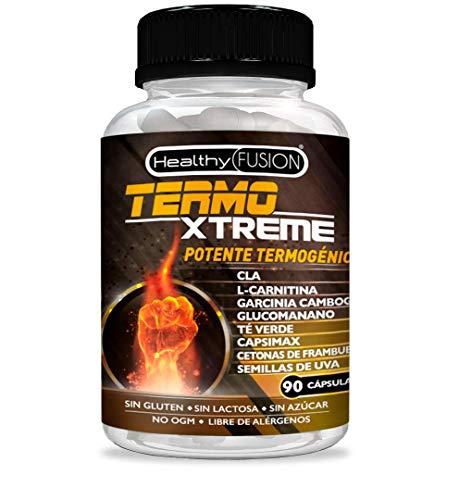 TermoXtreme | Termogénico con acción quemagrasas | Garcinia cambogia + l-carnitina + CLA + glucomanano + té verde | Estimula el metabolismo, reduce el apetito y mejora tus entrenamientos | 90 cápsulas