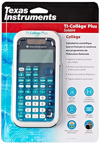 Texas Instruments TI College Plus - Calculadora científica (panel solar y batería), color azul y blanco