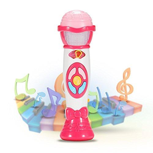 ThinkMax Juguete Micrófono Karaoke, Cambio De Voz Y Grabación De Micrófono, Juguete Educativo Temprano En Música para Niños (Rosa)