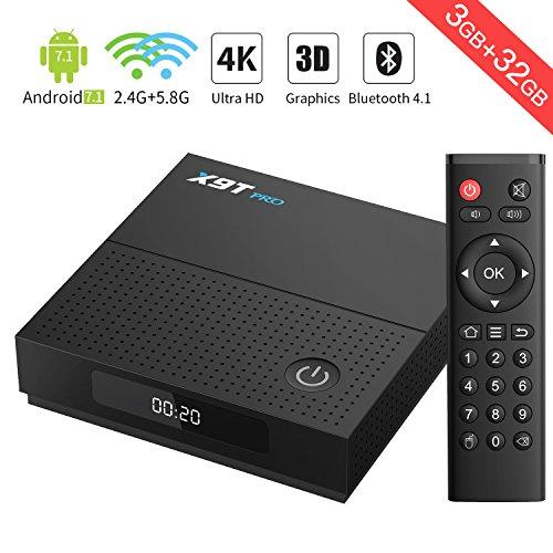 Android TV--X9T PRO Android 7.1 TV Box Amlogic S912 Octa-Core 3G+32G con 2.4G +5.8G WiFi 1000M LAN Port BT 4.1 4K/2K H.265 Decodificación de Video Smart TV Box