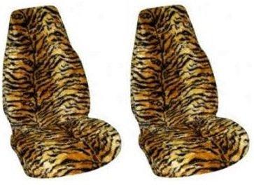 Tiger Claw Par de frente peluda impresión del tigre fundas para asientos de coches con reposacabezas