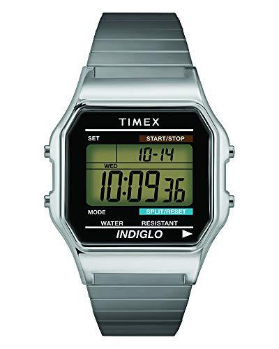 Timex T78587PF - Reloj Digital de Cuarzo para Hombres, Correa de Acero Inoxidable, Color Plateado