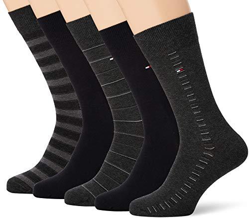 Tommy Hilfiger Herren TH Men Sharp Stripes GIFTBOX 5P Socken, Mehrfarbig (Black 200), 39/42 (Herstellergröße: 039) (5erPack)