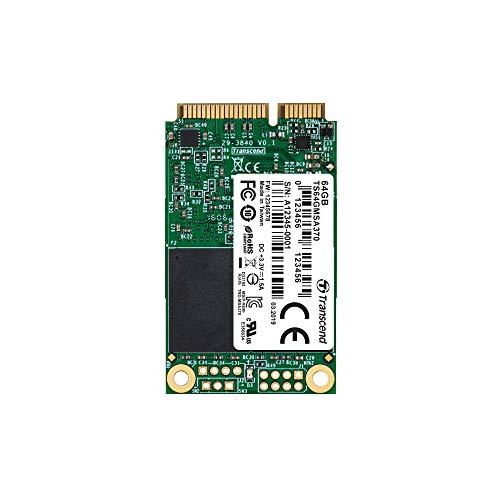 Transcend MSA 370 - Disco Duro sólido Interno SSD mSATA de 64 GB (Flash MLC, DRAM DDR3 Cache, SATA III 6 GB/s), Color Verde