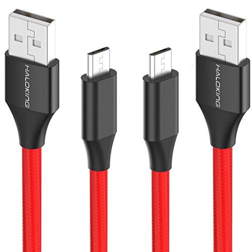 Juego de 2 cables micro USB de nailon trenzado, con una longitud de 1,82 m, para cargar y sincronizar rápidamente los dispositivos Android, Samsung, Kindle, LG, Nexus, PS4, Xbox, color rojo
