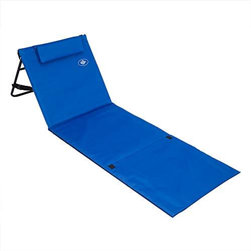 Deuba Tumbona acolchada Azul con respaldo regulable y correa de transporte bolsillo con cremallera silla playa piscina