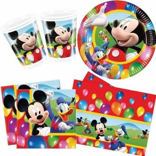 Vajilla Mickey Mouse para Fiestas para 10, Vasos, Platos, Servilletasy Mantel