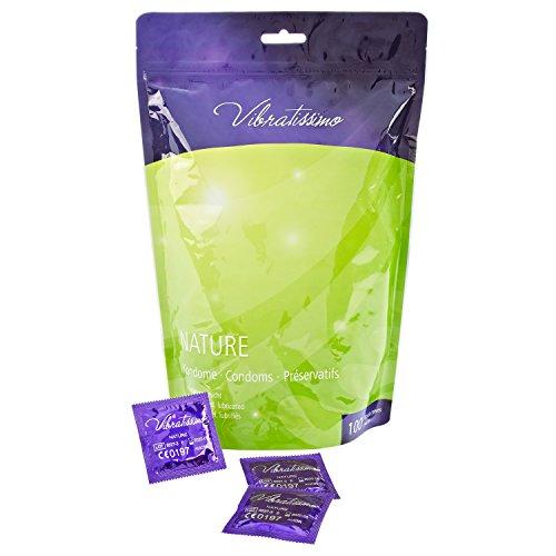Paquete de 100 preservativos de naturales VIBRATISSIMO para una sensación auténtica, real y extra húmeda (fabricados y testados en Alemania)