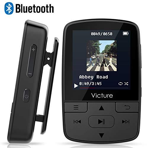 Victure Reproductor MP3 MP4 Bluetooth 4.1 Clip Running Reproductor de Música para el Deporte FM Radio Podometro E-Book Auriculares Soporte SD USB TF hasta 128 GB Tarjeta