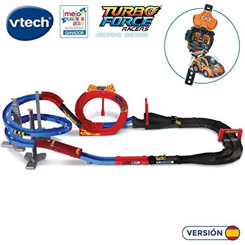 VTech Turbo Force Racers Circuito de Carreras, Pista de Acrobacias para los Coches Teledirigidos, Incluye 1 Coche Control Remoto + Mando Turbocontrol, Multicolor (3480-517522)