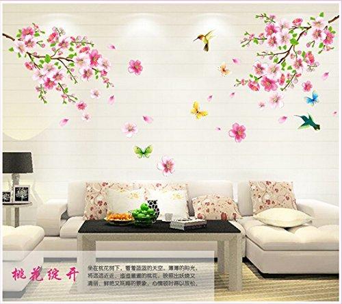 WallPicture Art-Pink Plum Blossom Flower & Bird Decal Mural Art Wall Sticker For Home Room Decoration TXK-A0011QT by Wall Sticker